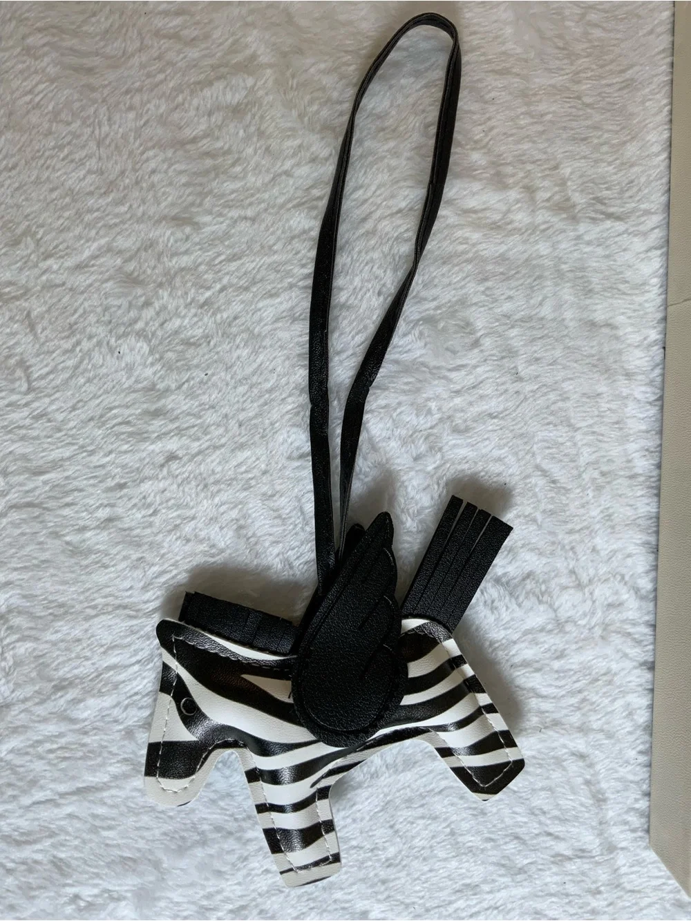 Black and White Zebra Charm Crossbody Bag Accessory